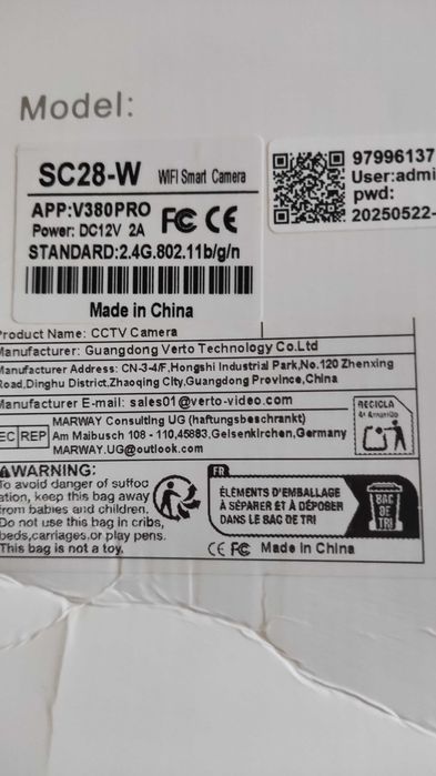 SC28-W V380 Pro WiFi Kamera IP Zewnętrzna 12MP