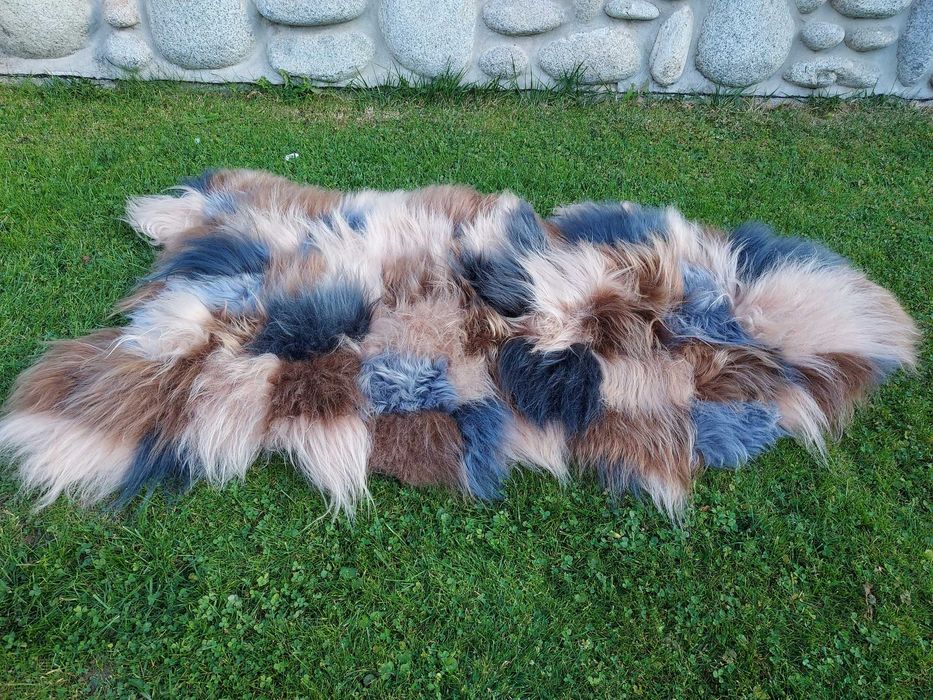 Skóra Owcza Dywan Zszywany XXXL 180 cm Długi Włos Dywan Kształt Skóry