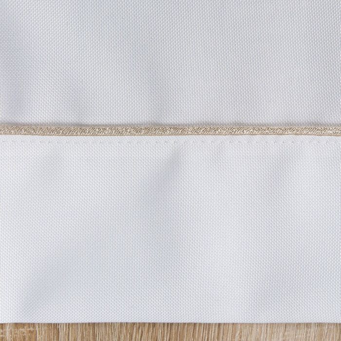 Obrus 85x85 bieżnik biały złota lamówka w pudełku