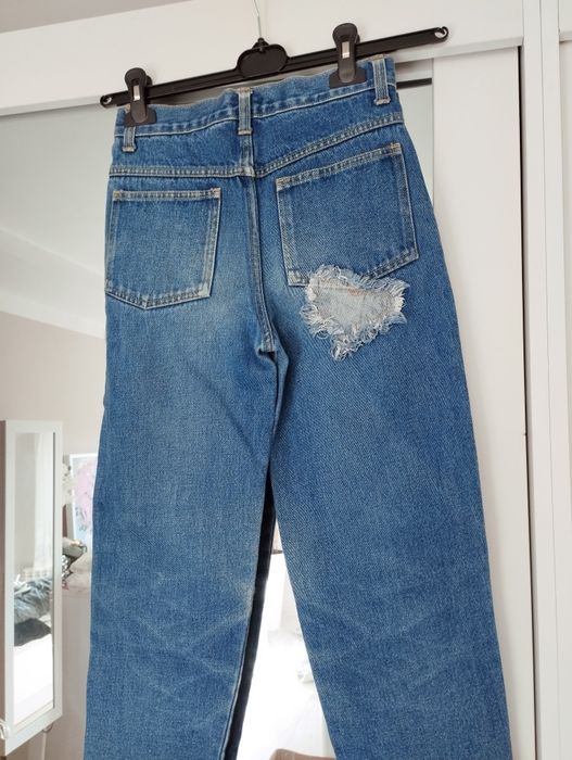 100% bawełna, spodnie mom fit, dżinsowe xs