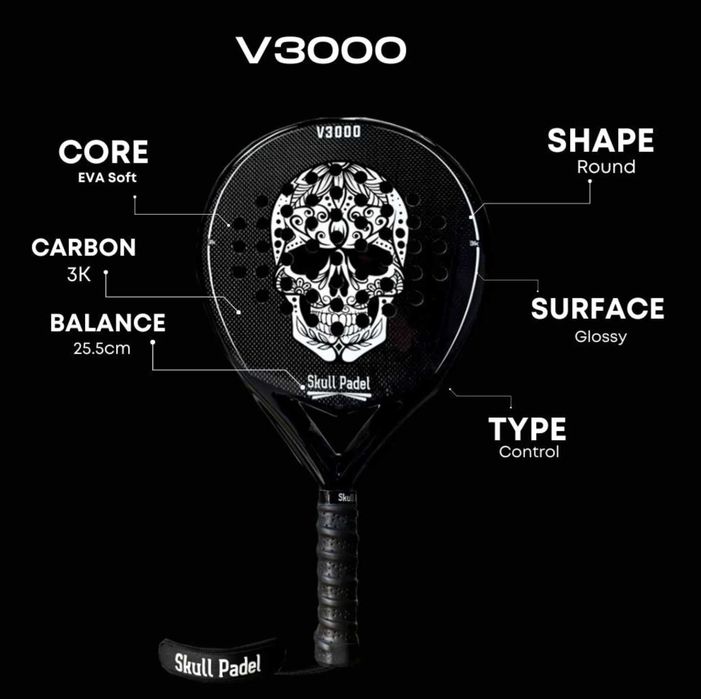 Ракетка для Падель (Padel) – Skull Padel V3000 3K