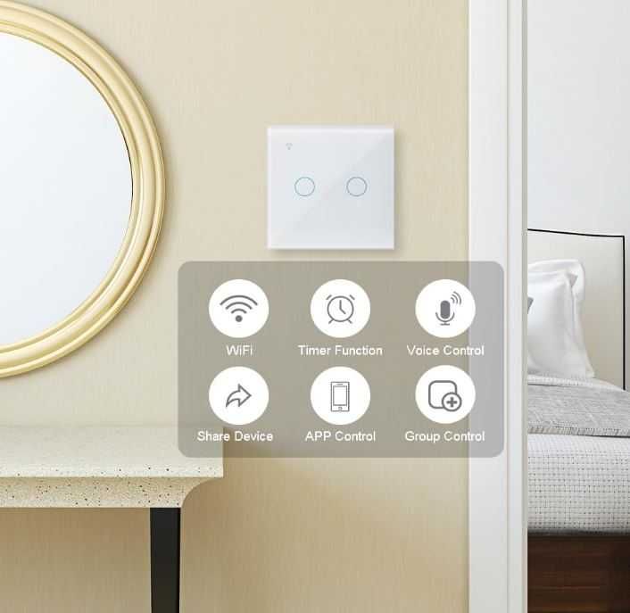 Ketotek Wifi Przełącznik dotykowy Smart 2 pola Alexa Tuya Smart Life