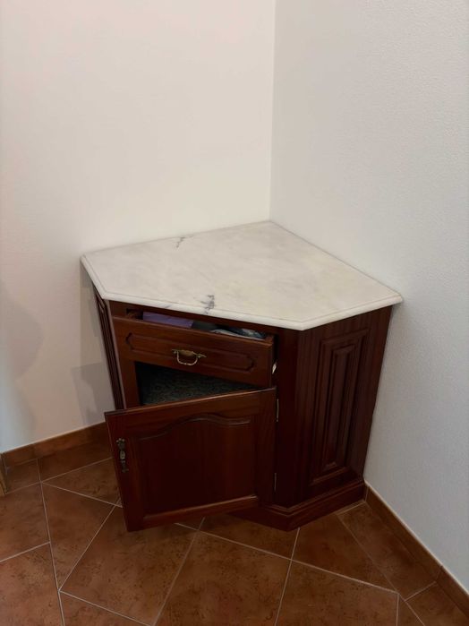 Móvel de Canto Antigo Nogueira - Excelente Condições