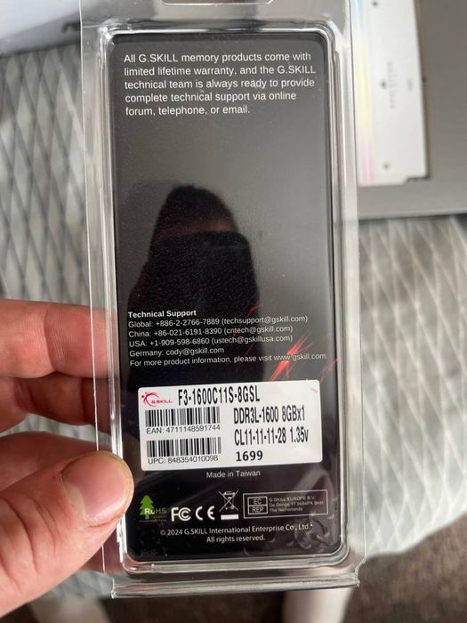 Nowe  Zaplombowane Pamięć RAM DDR3 G.SKILL F3-1600C11S-8GSL 8 GB
