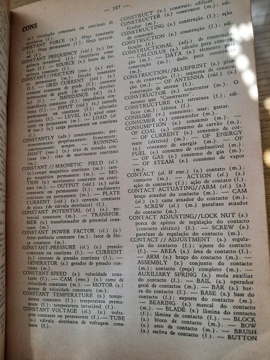 Antigo Dicionário de termos técnicos