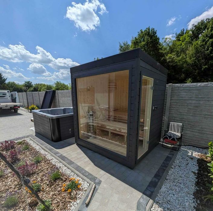 Sauna Ogrodowa Olaya 3 2,3x2,0m Witryna + Ocieplona + Piec