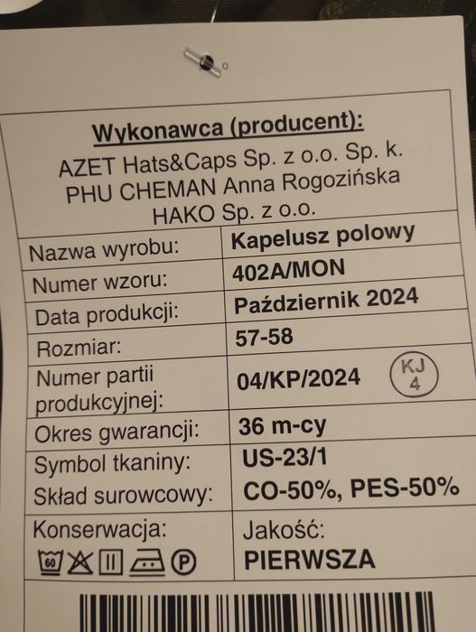 Kapelusz polowy.