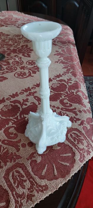 Castiçal vidro opalino branco