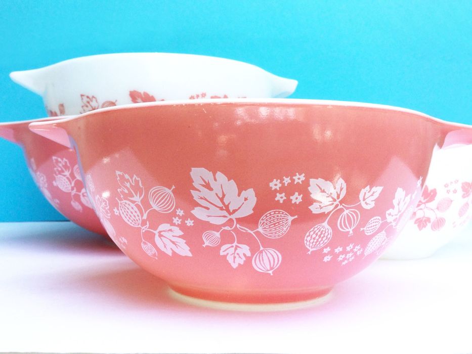 Conjunto de 4 Tigelas Pyrex | Groselha Rosa | EUA, anos 1950
