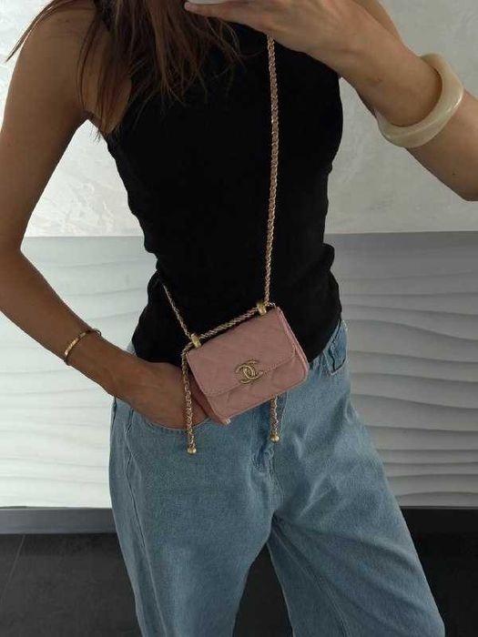 Chanel Calfskin Quilted Perfect Fit Wallet On Chain Mini Pink/Шанель Перфект Фіт ВОК Міні