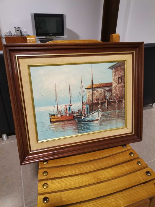 Pintura a óleo com moldura