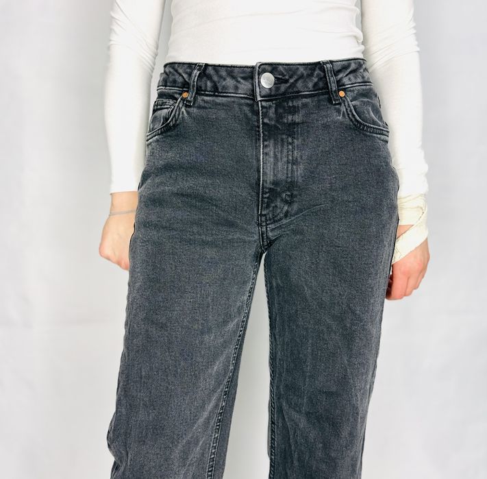 Szare jeansy z podwyższonym stanem S 36