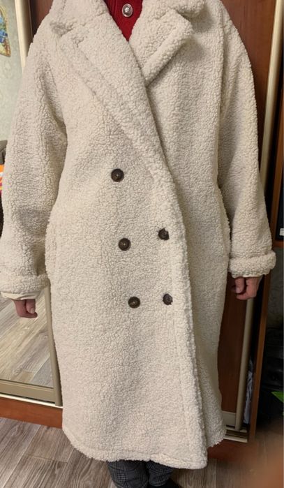 Шуба теди  молочного цвета