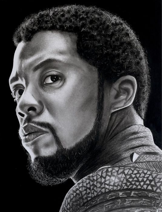 Картина ручної роботи на подарунок, Чорна Пантера, рамка паспарту