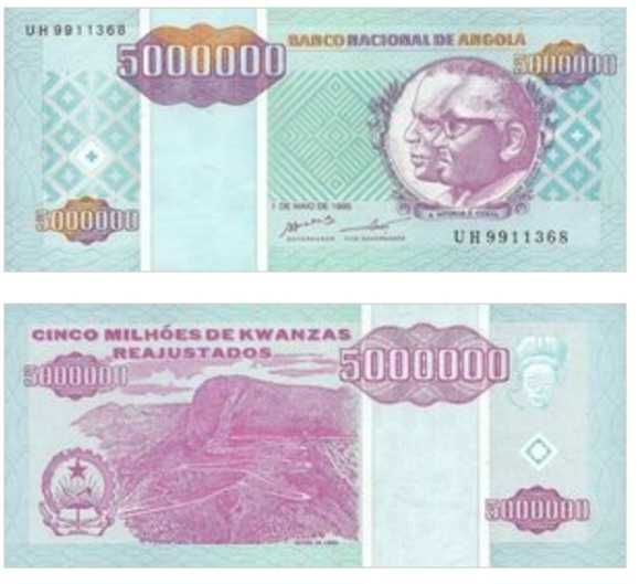 Nota 5 milhoes kwazas reajustados