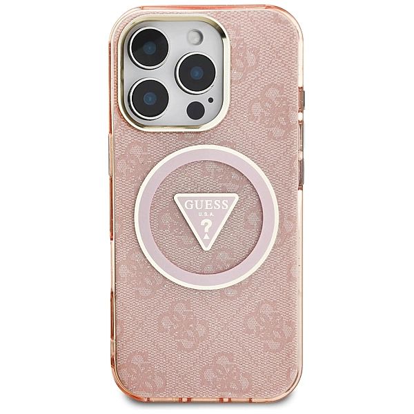 Etui Guess IML Metal Glitter 4G Circle Triangle MagSafe na iPhone 16 P