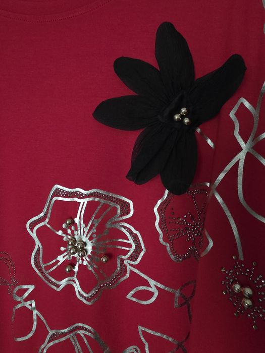 Overchic piękna tunika oversize xxxl 52 54 perełki cyrkonie