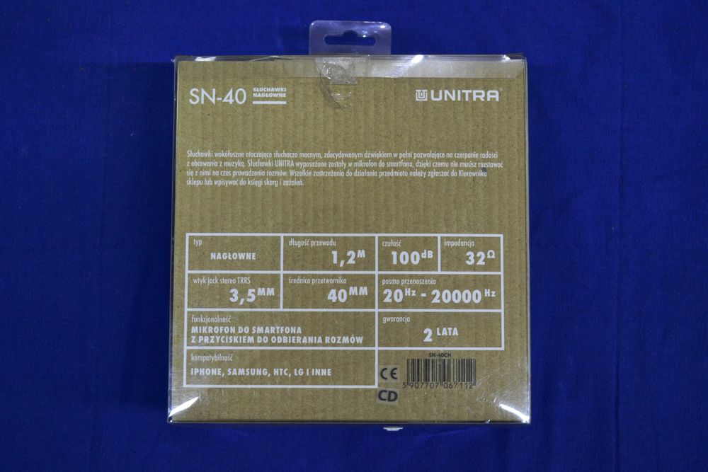 Słuchawki nauszne UNITRA SN-40 z mikrofonem - oryginał -