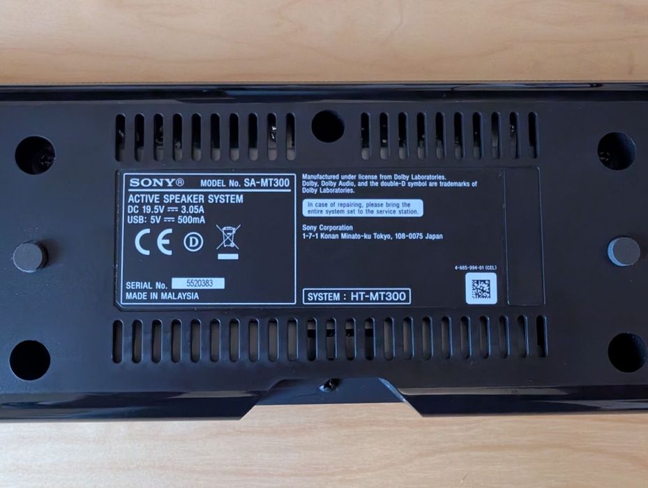 Sound Bar / Coluna Sony com Subwoofer