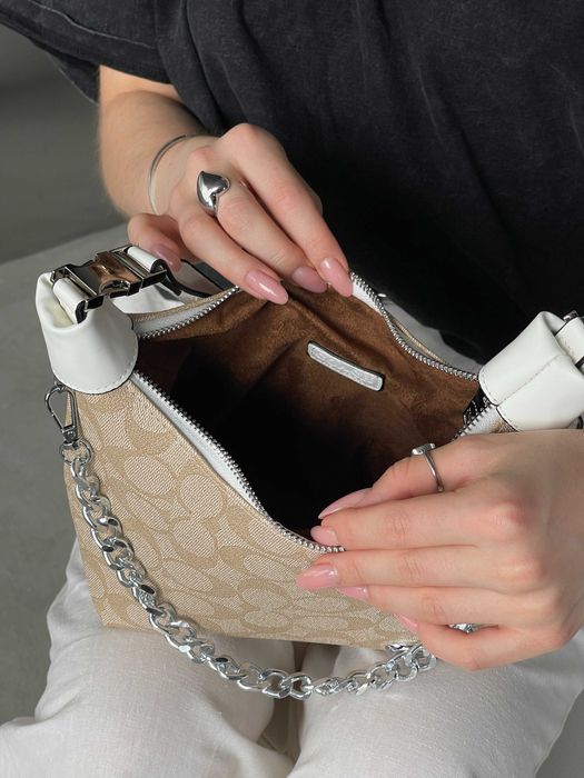 Женская сумка Coach Juliet Shoulder через плече Коуч багет коричневый