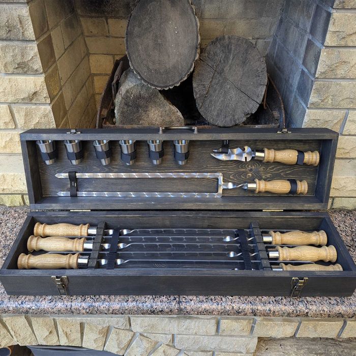 Набір шампурів у кейсі “Ситий лицар” на подарунок | Набор шампуров