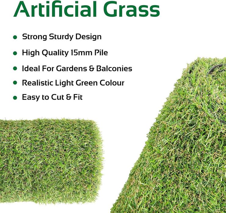 газон трава штучна GardenKraft 26070 4x1м ворс 15мм світло-зелений