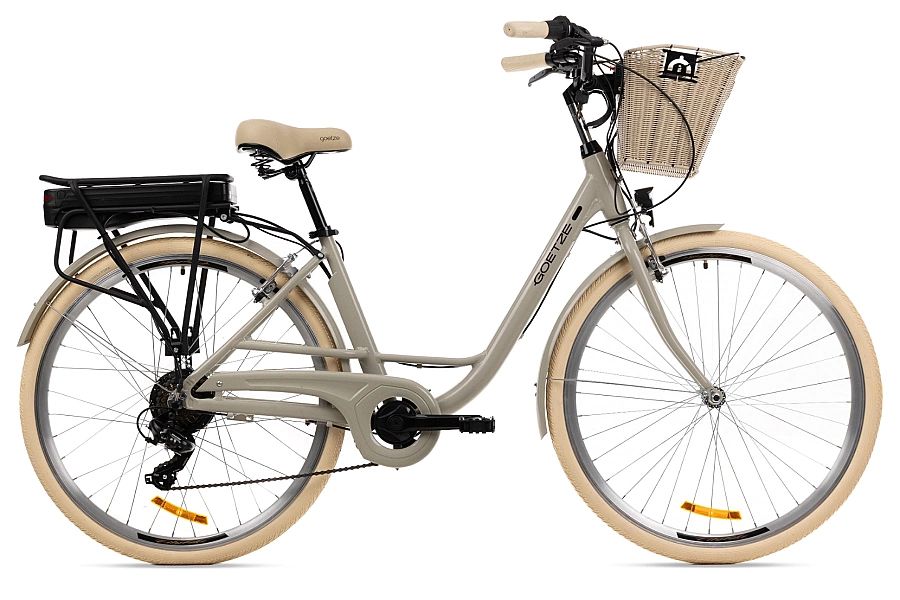 Rower elektryczny miejski damski Goetze DC1-Piaskowy