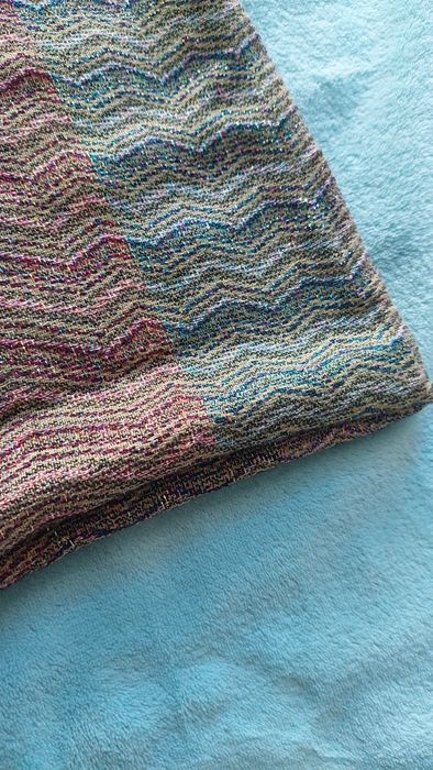 Szal, paszmina rudozielony z nitką srebrną