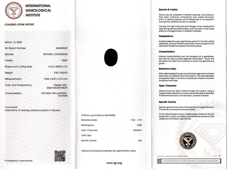 Anel - 14 K Ouro branco - 3.90ct. tw. Rubi