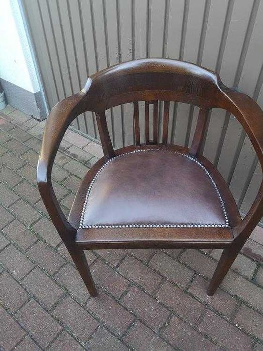 Stary Fotel Krzesło Dębowy Gabinetowy Secesja Antyk Po Renowacji.