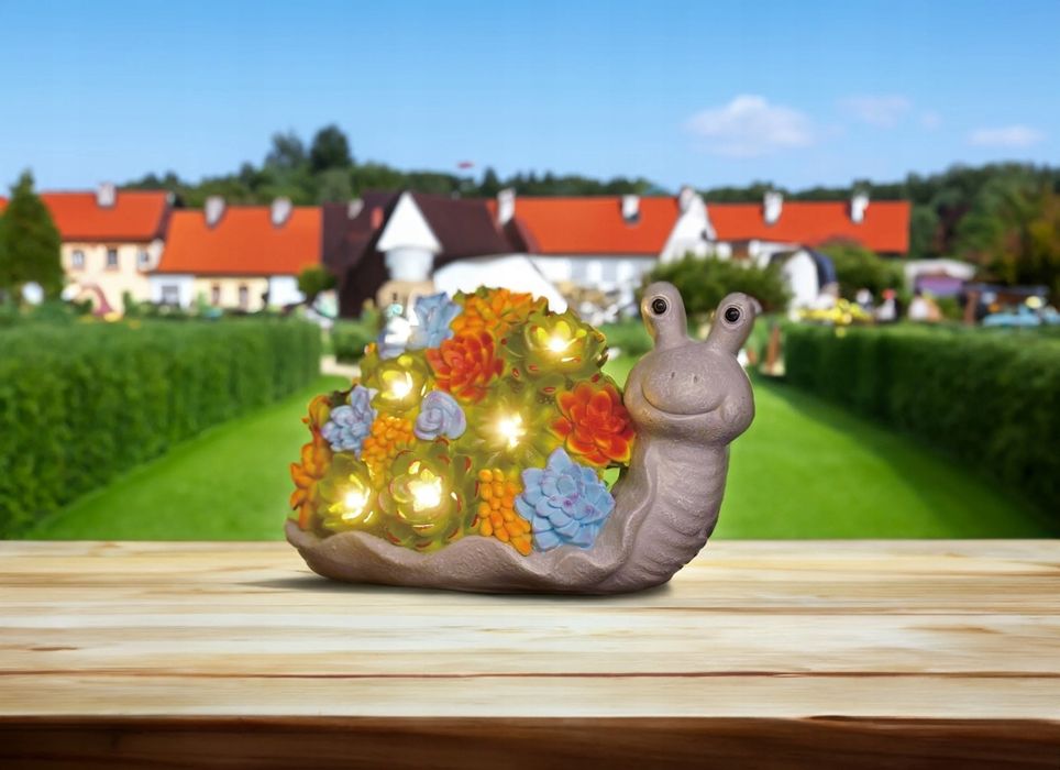 Lampka  Solarna Figurka Do Ogrodu LED Świecąca Śmieszna Ślimak