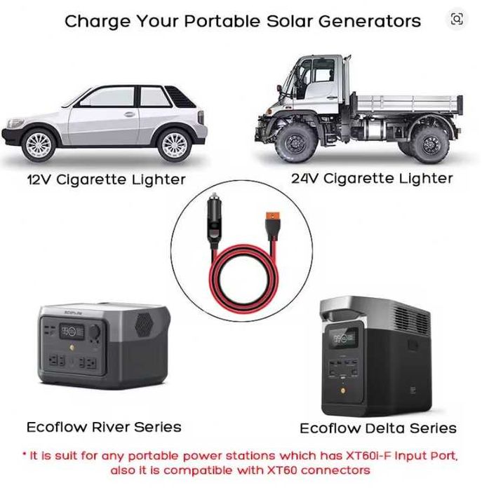 Cabo XT60i para Isqueiro 1.5 MT ECOFLOW (Carregamento rápido 15A)