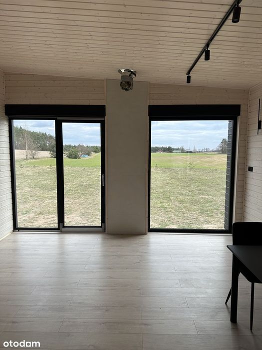 Nowoczesny dom 65m2 działka 1000m nad jeziorem przy lesie, kominek