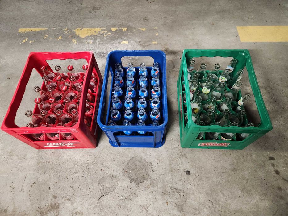 TRANSPORTER + 24 BUTELKI coca cola pepsi fantic 3 sztuki pelne butelek