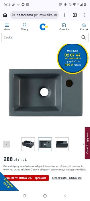 Umywalka  Prostokątna GoodHome Peyto 36,5 x 23,5 cm