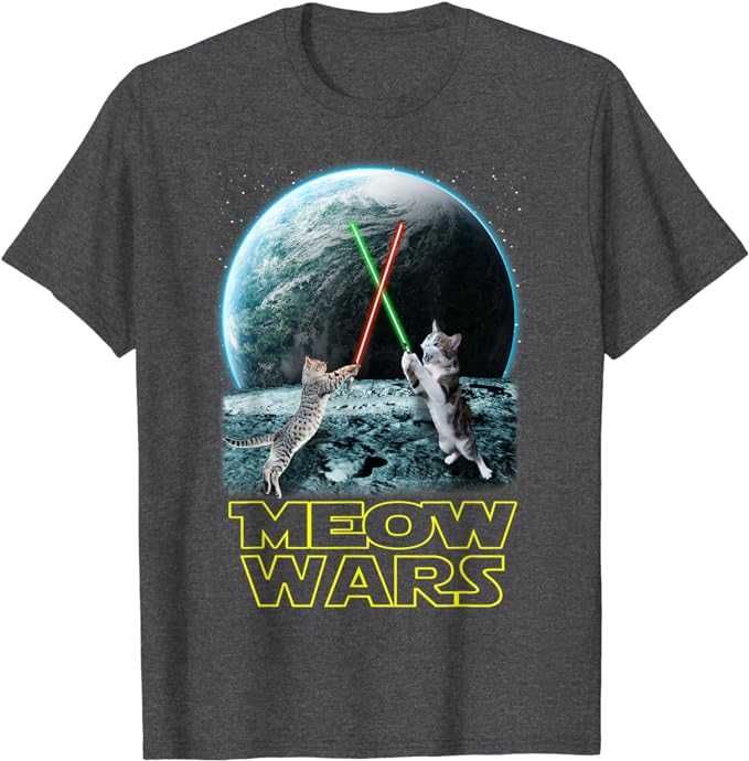 T-shirt paródia de Star Wars cat lovers "Meow Wars" NOVO ENVIO GRÁTIS