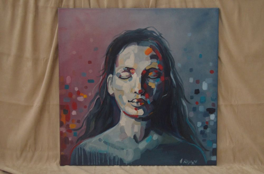Obraz olejny na płótnie, "Ona", 60 x 60