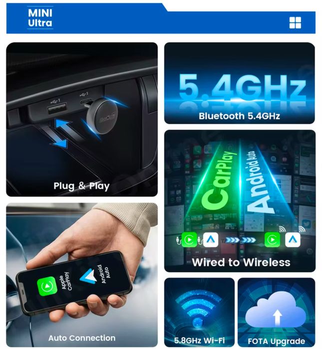 Carlinkit 5.0 Mini Ultra 3 2air адаптер carplay android auto