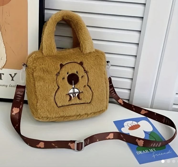 Сумка коричнева капібара коричнева сумочка плюшева