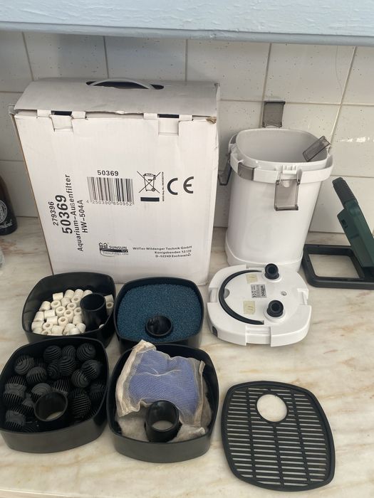 Filtro para PEIXE Canister Externo SunSun HW-504A para Aquário (800 L/h) + Mídias Filtrantes