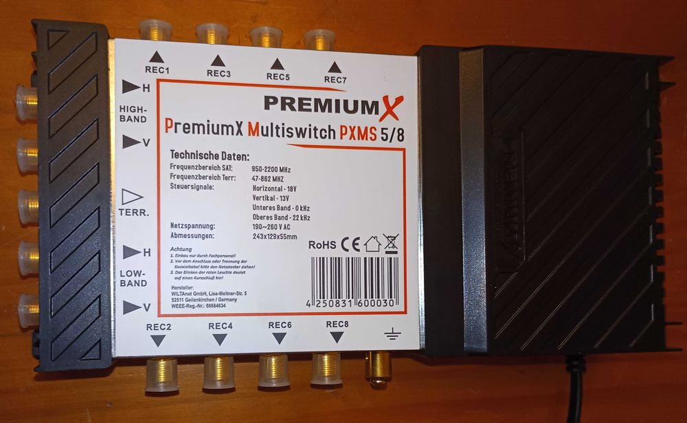 Multiswitch 2 parabólicas, antena terrestre,  ate 8 Receivers/TVs