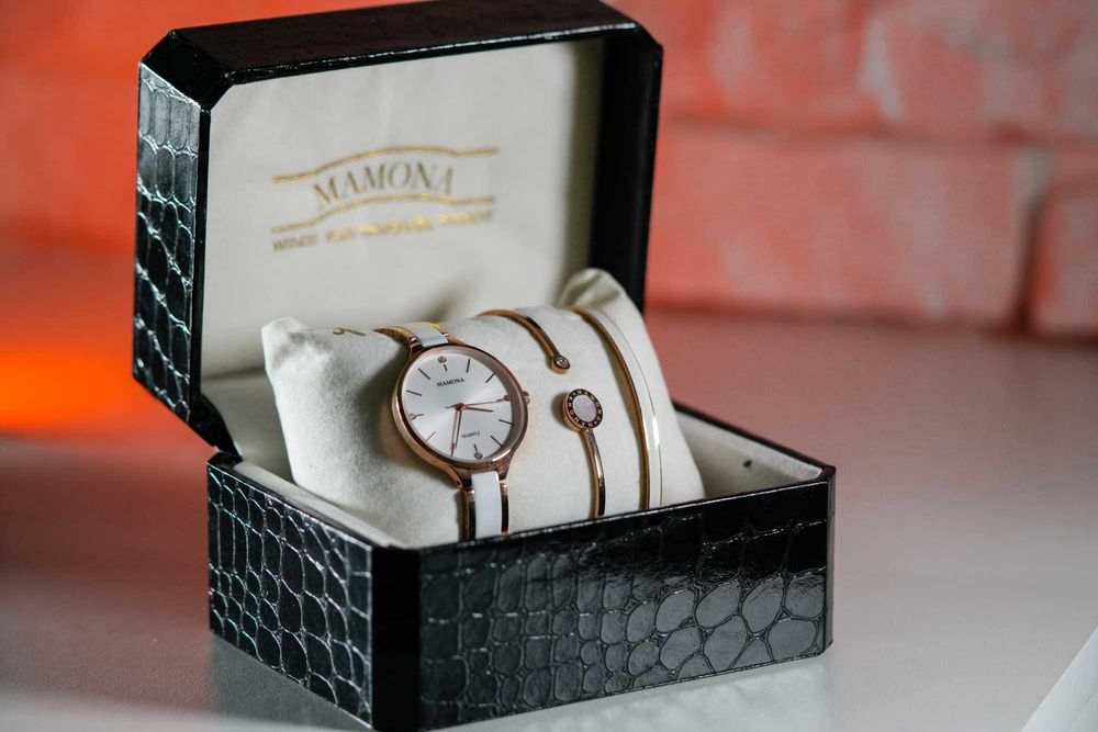 Zestaw Biżuteria - Zegarek damski +  bransoletka. Mamona L3877RGGT.