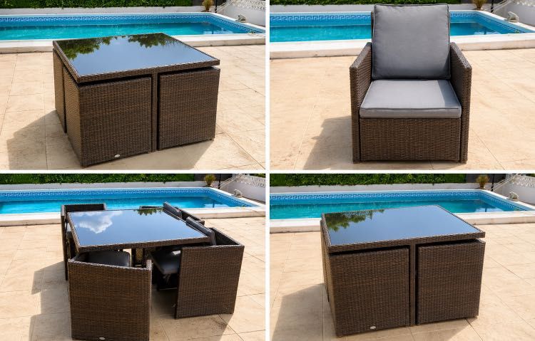 Conjunto de Jardim em Rattan – Mesa + 4 Cadeiras | 320€