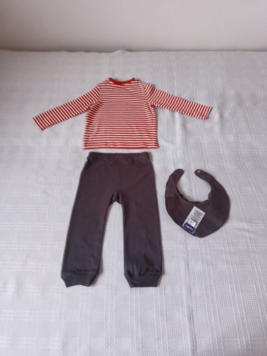 Komplet dziecięcy nowy, 74/80: bluzka, spodenki, szaliczek