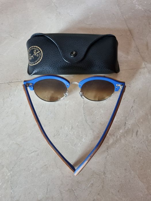 Óculos Escuros RayBan clubmaster madeira + azul