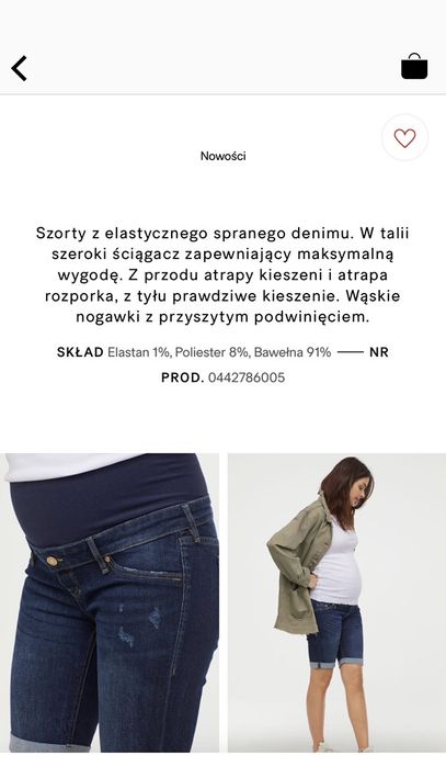 Jeansowe spodenki ciążowe , HM mama rozm 36