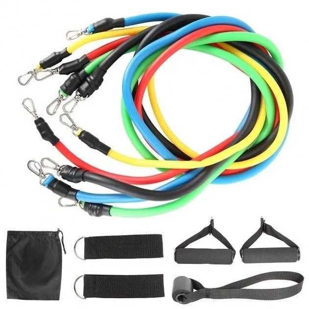 Эспандер трубчатый, Нагрузка 68 кг, 5 трубок, фитнес резинки, тренажер
