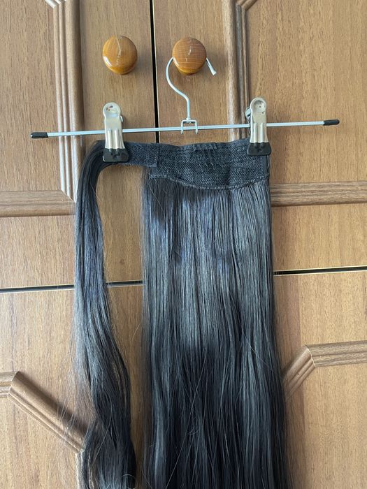 Шиньон темний каштан, 55 см (штучне волосся)