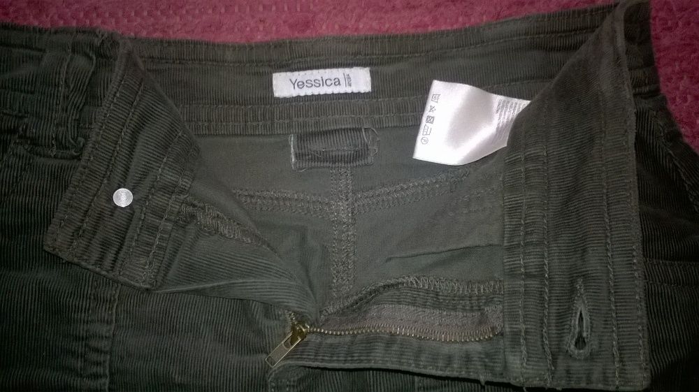 Mini-Saia de Bombazine verde escura - 36