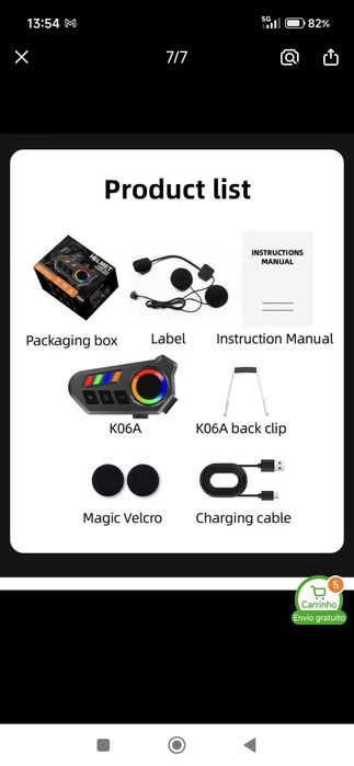 Kit mãos livres para capacete novo